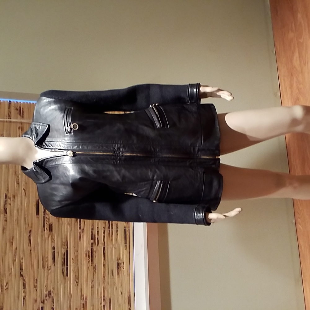 Leather Sweater Combo With Zipper Front Size 6
